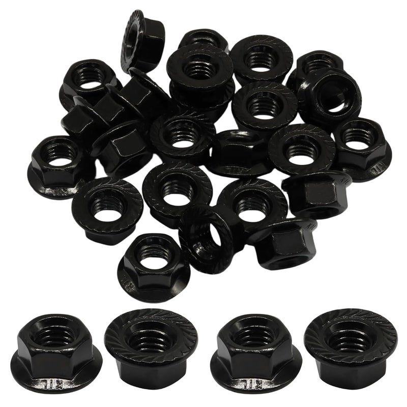 Dijedev M10/1.5mm Serrated Flange Hex Nuts, 25Pcs Hexagon Flange Nuts, 304 Stainless Steel 18-8, Full Thread, Hex Drive, Bright Finish(Black) - Image 1
